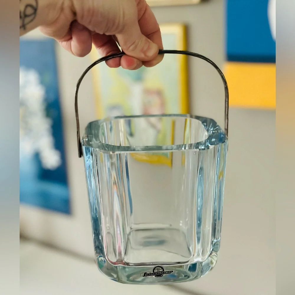Vintage midcentury Swedish glass ice bucket
